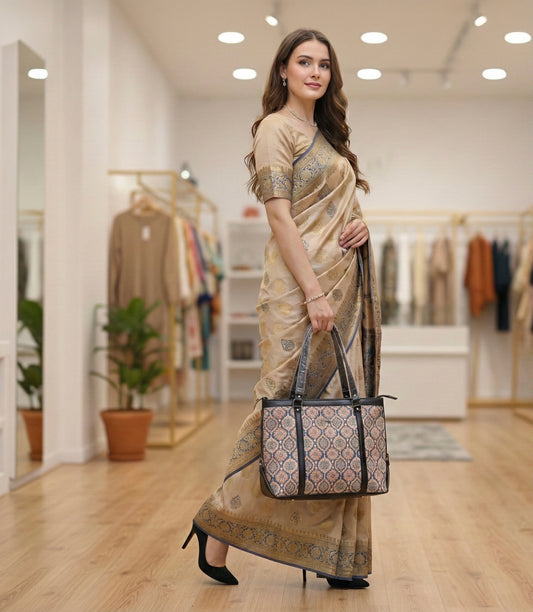 TOTE BAG TRADITIONAL DESIGN WITH BLACK BORDER