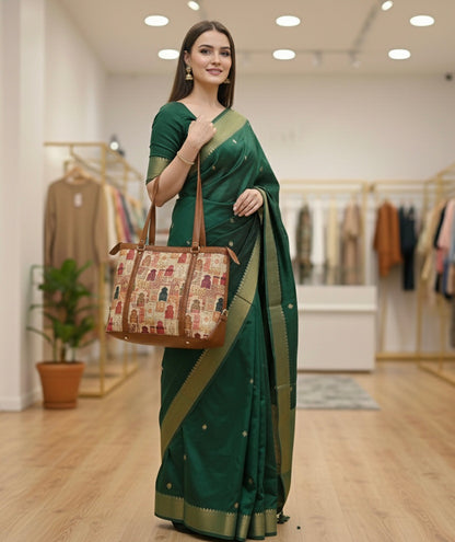 TOTE BAG TRADITIONAL DESIGN BROWN COLOR