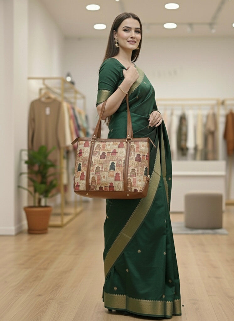 TOTE BAG TRADITIONAL DESIGN BROWN COLOR