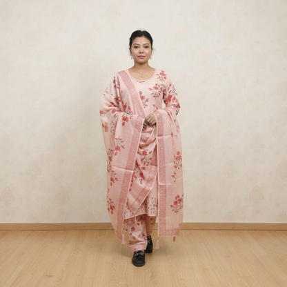 SALWAR SET COTTON PEACH COLOR