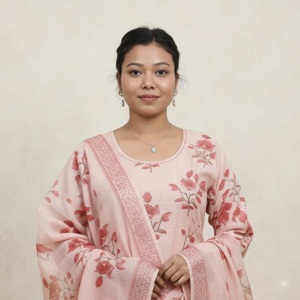 SALWAR SET COTTON PEACH COLOR