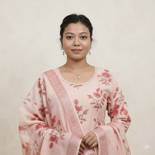 SALWAR SET COTTON PEACH COLOR