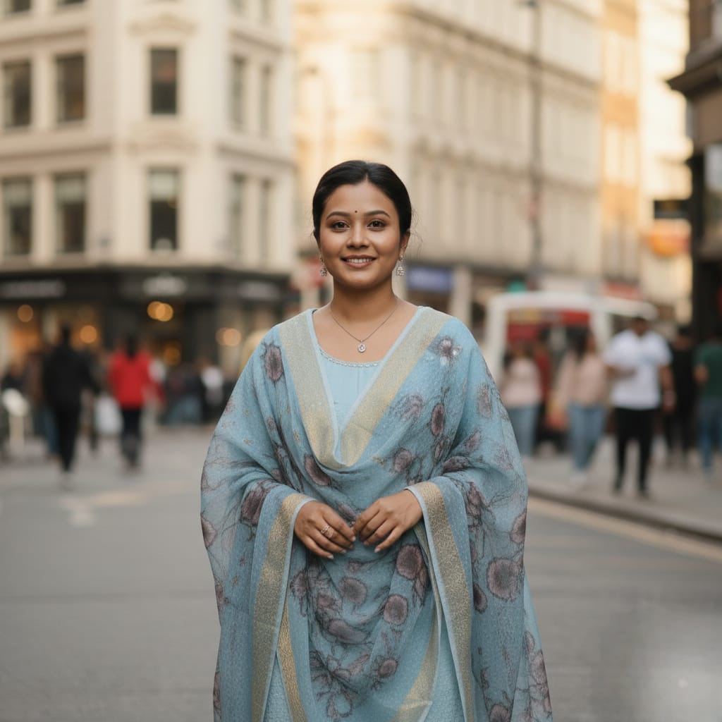 SALWAR SUIT MODAL SILK SKY BLUE COLOR WITH FLORAL PRINT