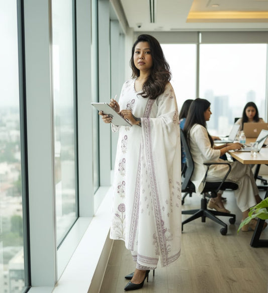 SALWAR SUIT COTTON WITH MAROON PRINT