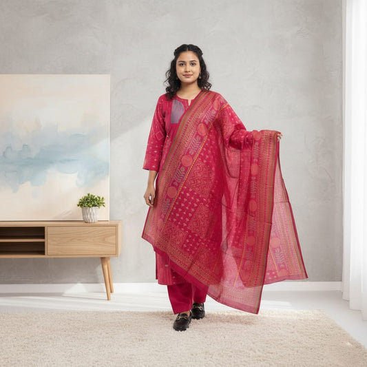 SALWAR SUIT MODAL SILK RANI COLOR