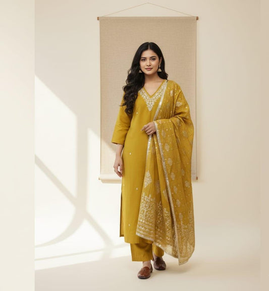 SALWAR SUIT MODAL SILK GOLD COLOR