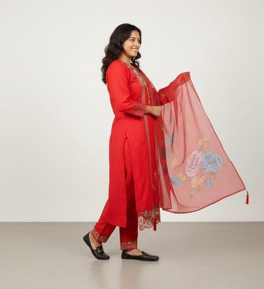 SALWAR SUIT MODAL SILK RED