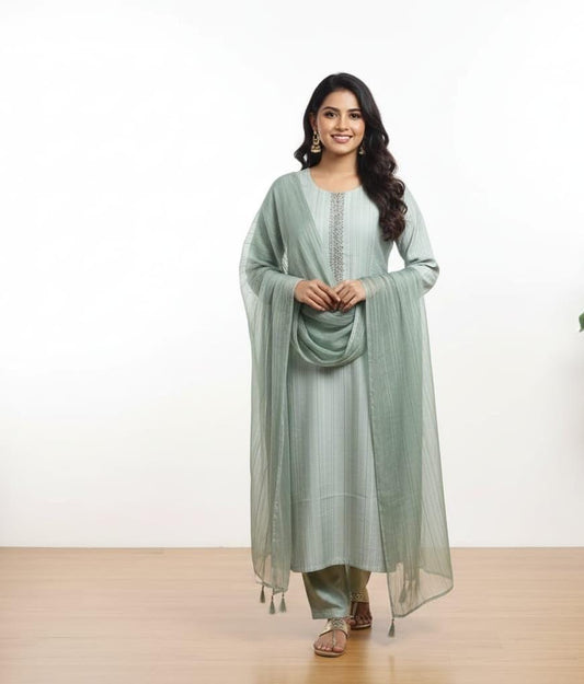 SALWAR SUIT COTTON LIGHT GREEN