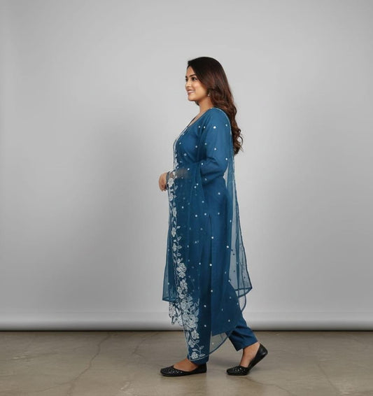 SALWAR SUIT MODAL SILK BLUE