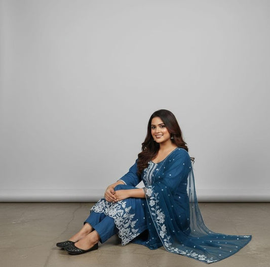 SALWAR SUIT MODAL SILK BLUE