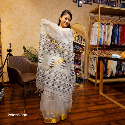 JAMDANI SAREE HANDWOVEN WHITE