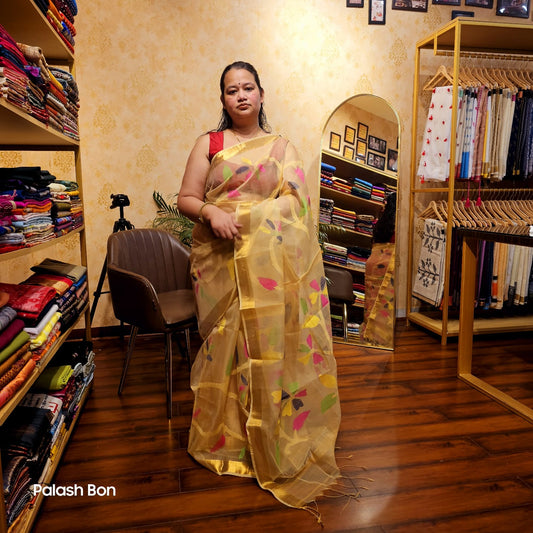 JAMDANI SAREE GOLDEN YELLOW