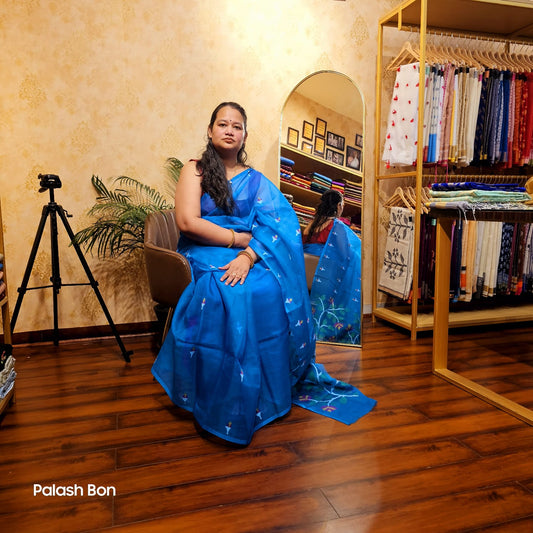 JAMDANI SAREE HANDWOVEN BLUE
