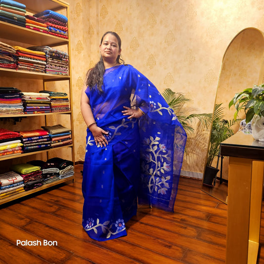 JAMDANI SAREE HANDWOVEN BLUE