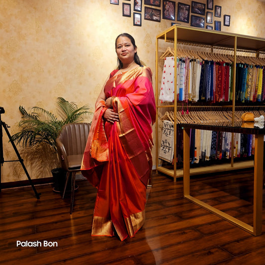 KANJIVARAM  SAREE HANDWOVEN ORANGE