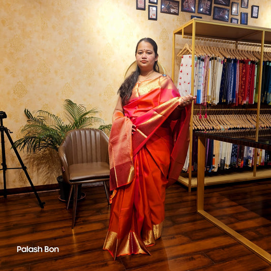KANJIVARAM  SAREE HANDWOVEN ORANGE