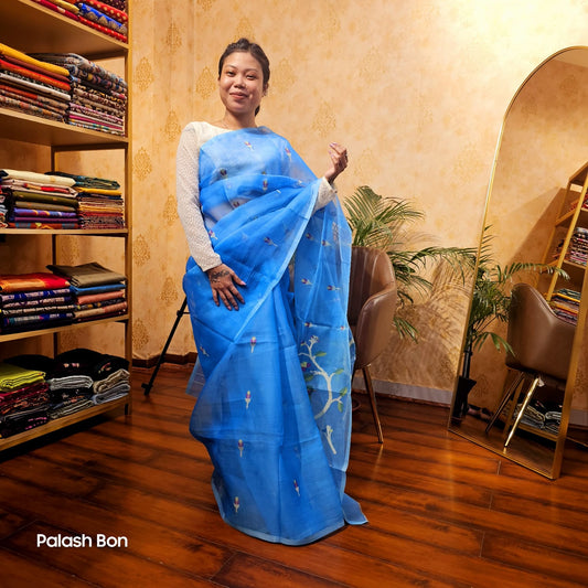 JAMDANI SARERE HANDWOVEN BLUE