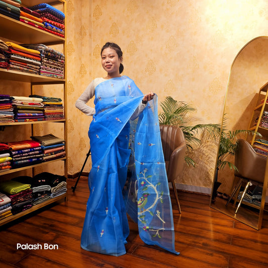 JAMDANI SARERE HANDWOVEN BLUE