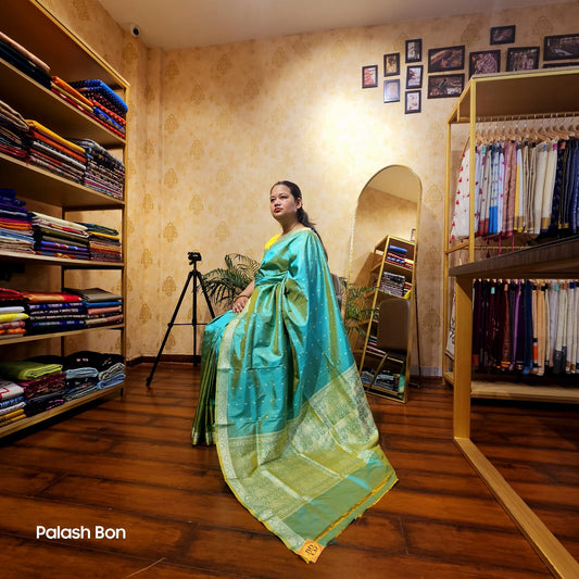 KANJIVARAM SAREE HANDWOVEN GREEN