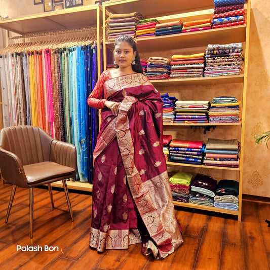 KANJIVARAM SAREE HANDWOVEN WINE