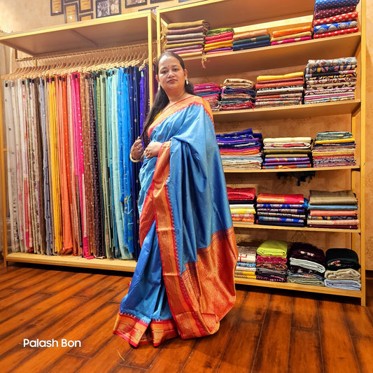 KAMJIVARAM SAREE HANDWOVEN BLUE