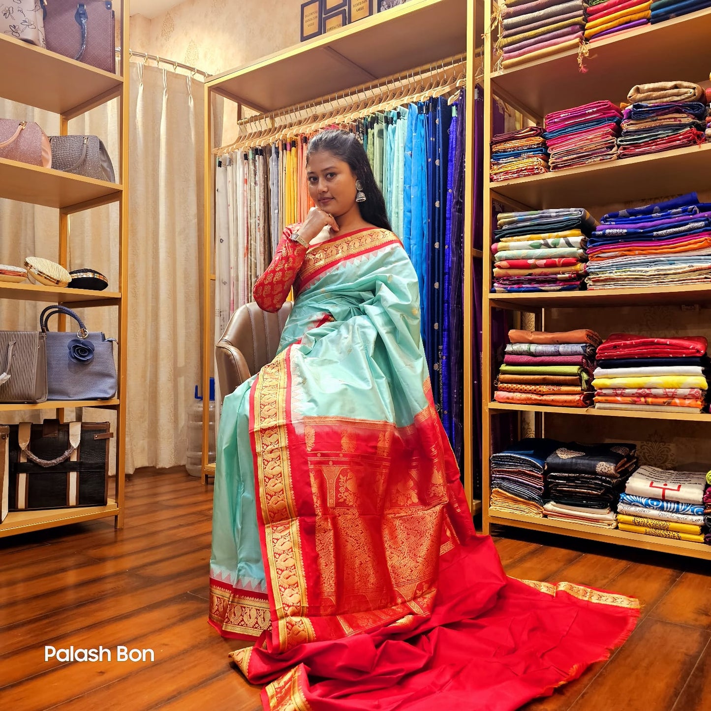 KANJIVARAM SAREE HANDWOVEN LIGHT GREEN