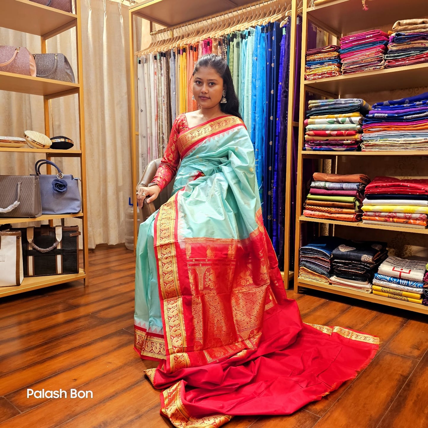 KANJIVARAM SAREE HANDWOVEN LIGHT GREEN