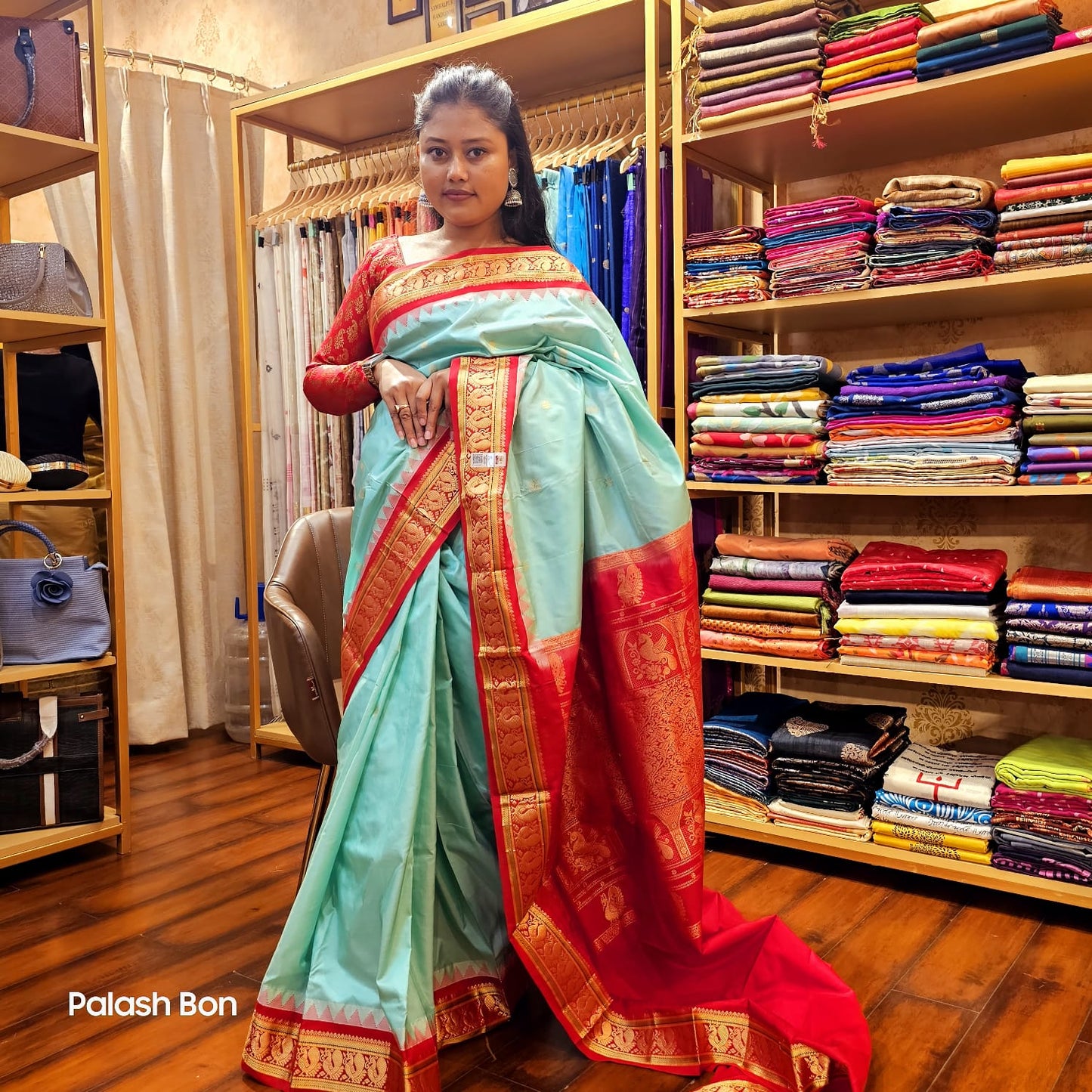 KANJIVARAM SAREE HANDWOVEN LIGHT GREEN