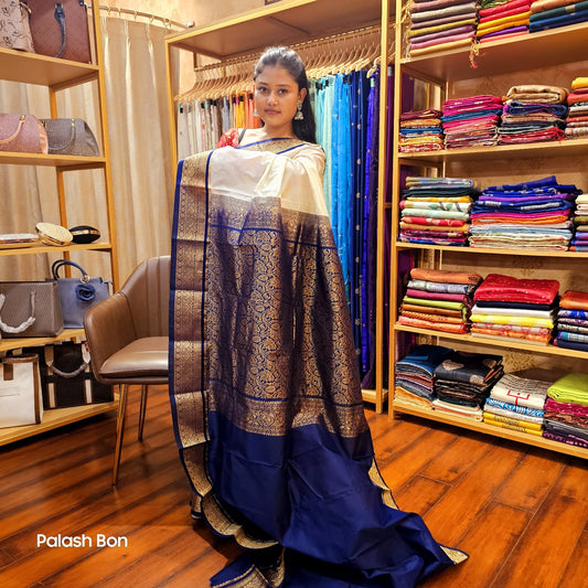 KANJIVARAM SAREE HANDWOVEN WHITE