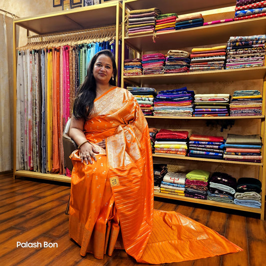 BANARASI SAREE HANDWOVEN ORANGE