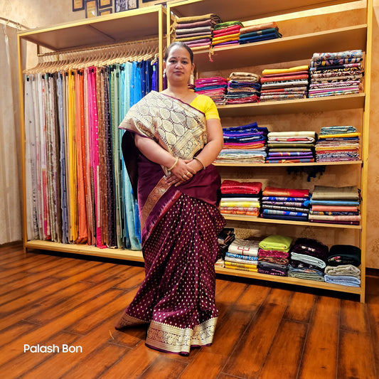 BANARASI SAREE  HANDWOVEN MAROON