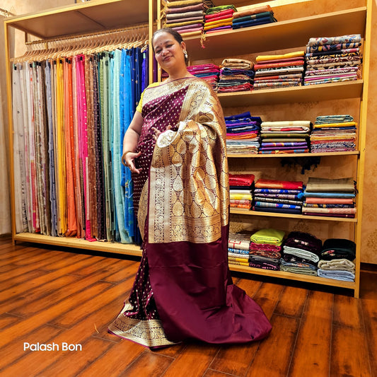 BANARASI SAREE  HANDWOVEN MAROON