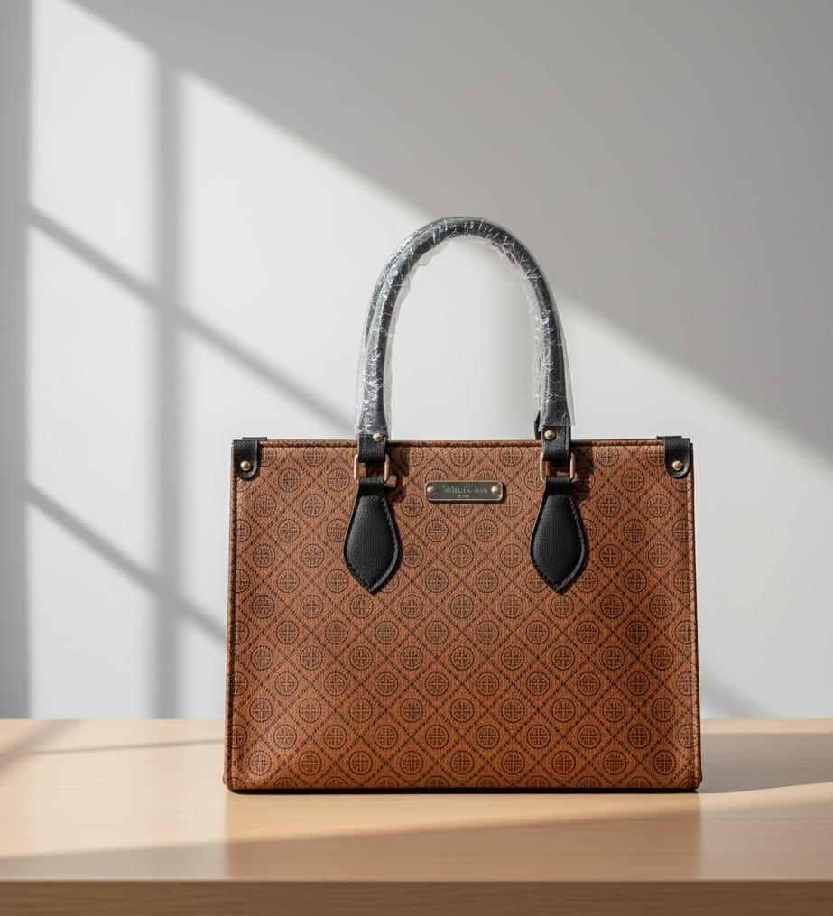 SHOULDER BAG BROWN WITH BLACK STRAP