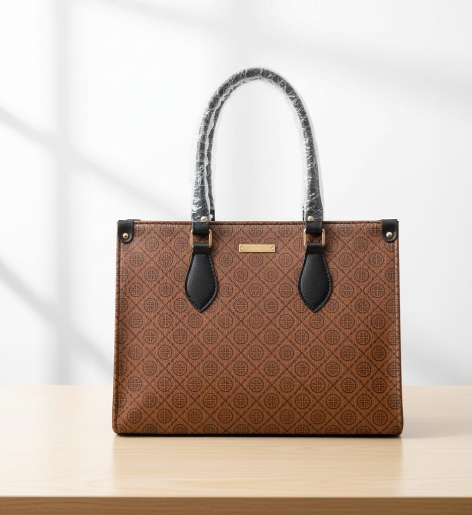 SHOULDER BAG BROWN WITH BLACK STRAP