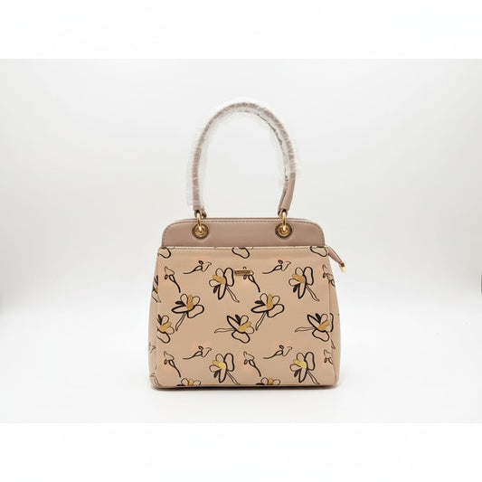 HAND BAG FLORAL STYLE LIGHT BROWN