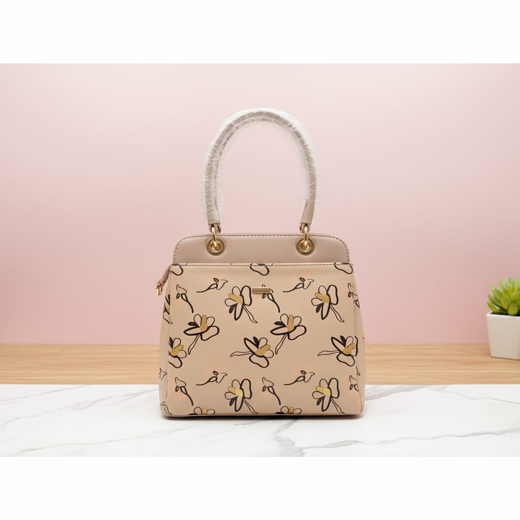 HAND BAG FLORAL STYLE LIGHT BROWN