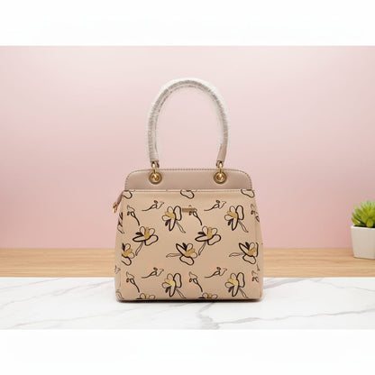 HAND BAG FLORAL STYLE LIGHT BROWN