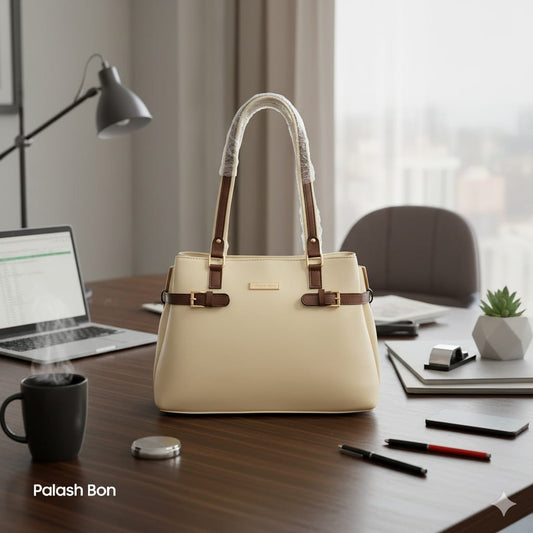 SATCHEL BAG OFFWHITE COLOR WITH BROWN BORDER