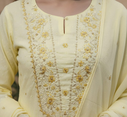 SALWAR SUIT COTTON YELLOW SOFT FABRIC