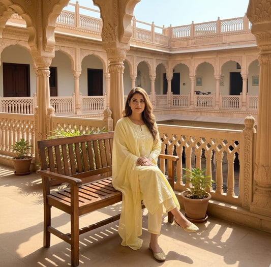 SALWAR SUIT COTTON YELLOW SOFT FABRIC