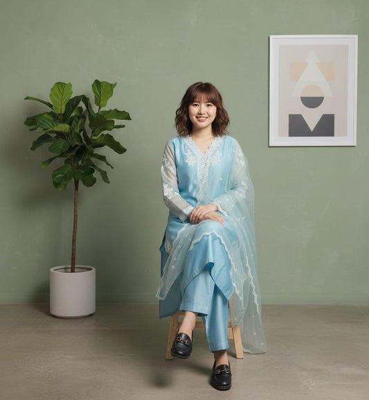 SALWAR SUIT MODAL SILK SKY BLUE
