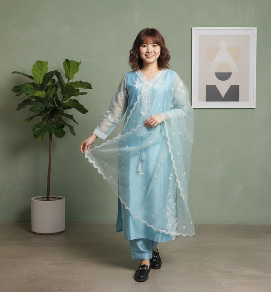 SALWAR SUIT MODAL SILK SKY BLUE