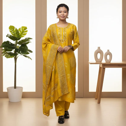 SALWAR SUIT MODAL SILK MUSTARD COLOR