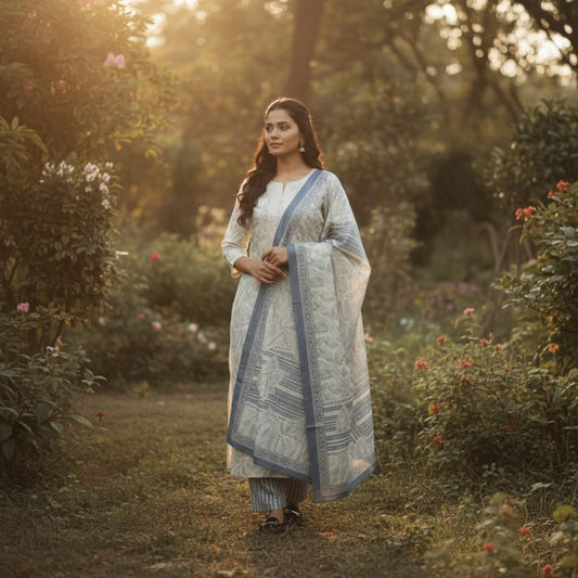 SALWAR SUIT MODAL SILK SILVER GREY COLOR