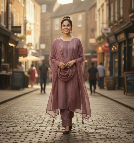 SALWAR SUIT COTTON PURPLE COLOR