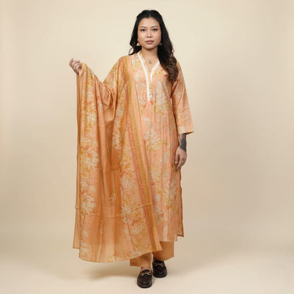 CHURIDAR SET MODAL SILK ORANGE COLOR
