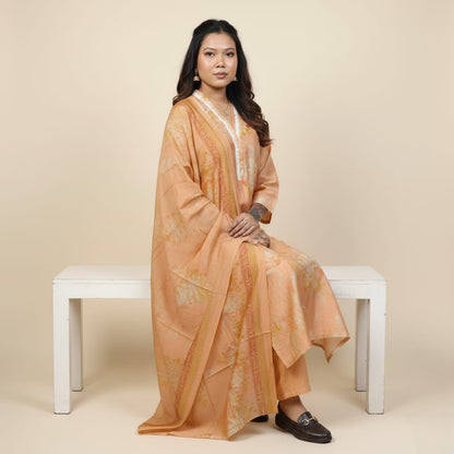 CHURIDAR SET MODAL SILK ORANGE COLOR