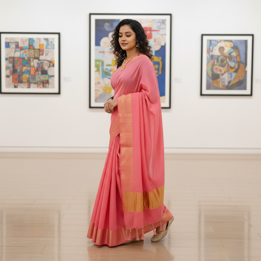 SILK GAJJI PINK SAREE