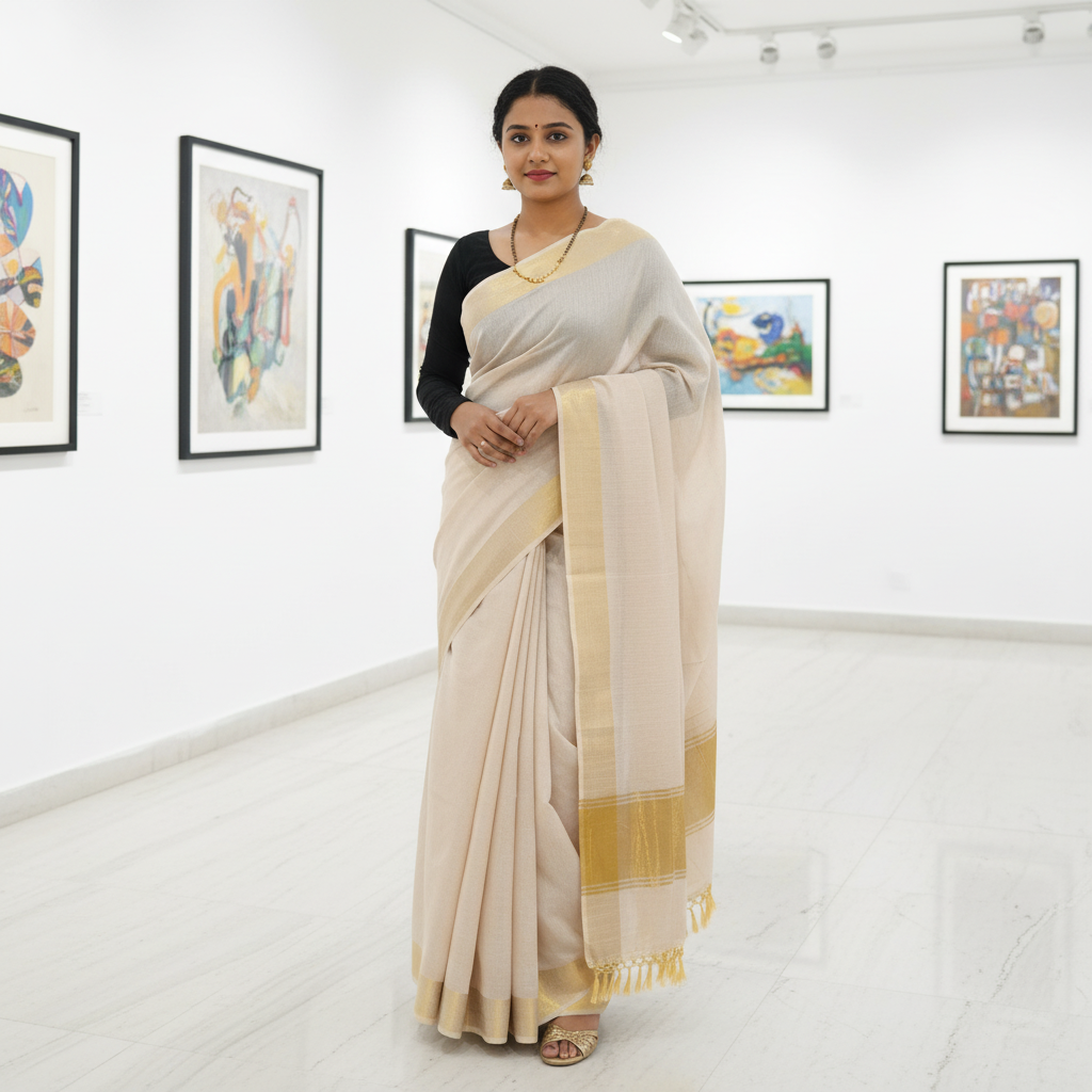 SILK GAJJI GOLDEN STRIP SAREE