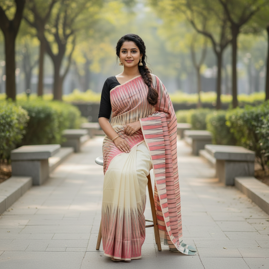 SILK PANCHAMPALLI WHITE SAREE